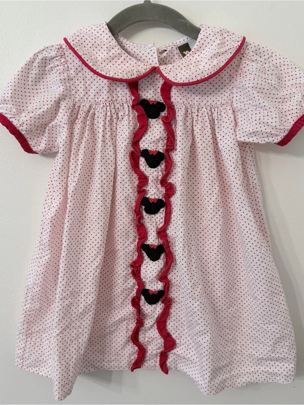 Girls Disney Mickey Mouse French Threaded Polka Dot dress